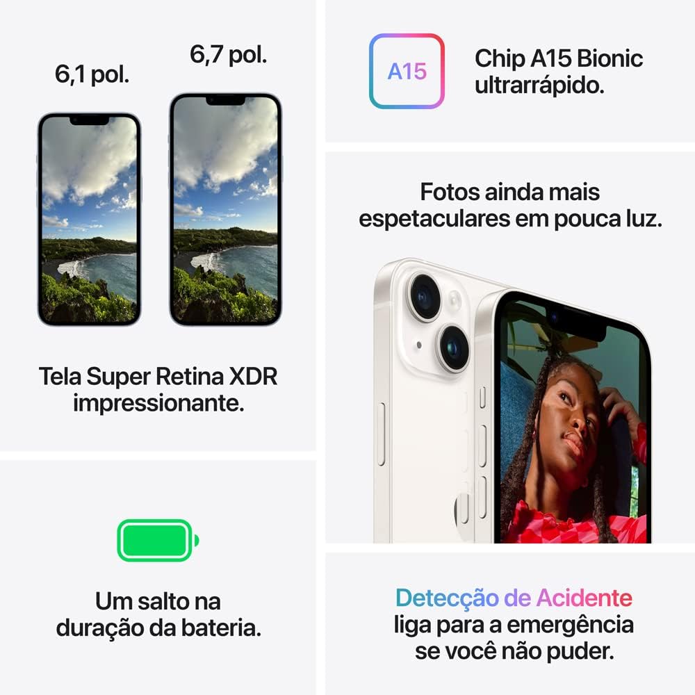 Apple iPhone 14 (128 GB): O Smartphone Que Une Performance e Segurança em um Design Inovador